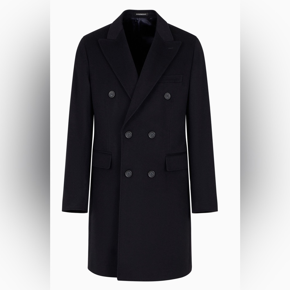 Giorgio Armani men Navy Blue + 80%Wool 20% Cashmere Coat, Sz 38 Italy - Picture 1 of 15